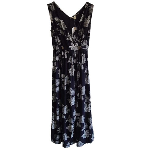 ROXY In the Mood for Dance Black White Floral Sleeveless Maxi Dress Womens Small - Picture 1 of 16